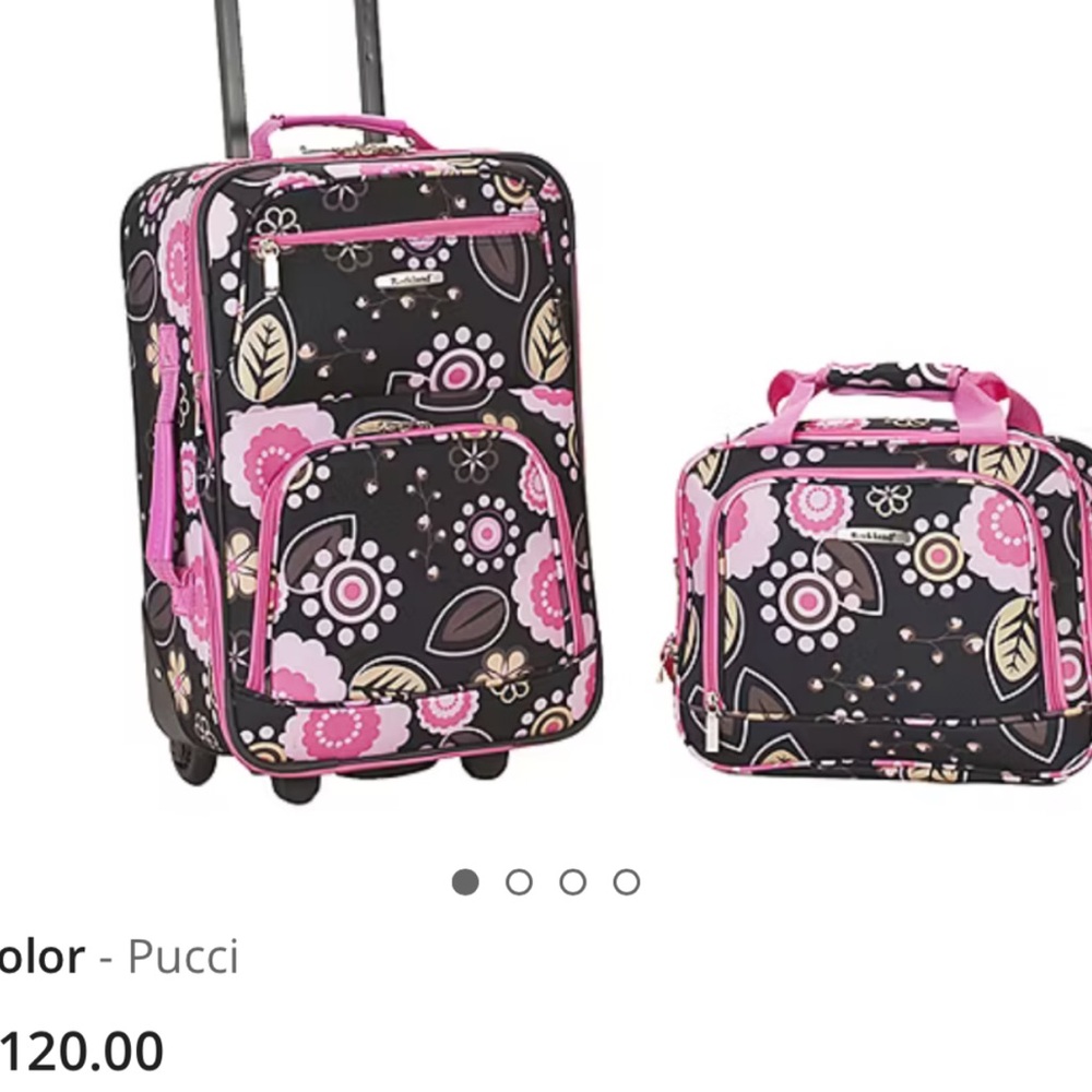 Pink and Black Floral Luggage Set